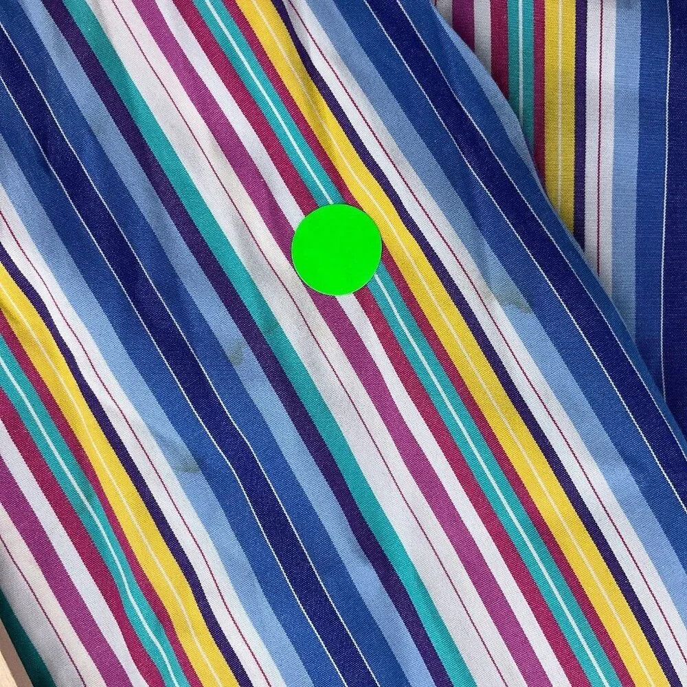 Polo Ralph‎ Lauren Shirt Men Large Blue Yellow Rainbow Stripe Curham Cotton